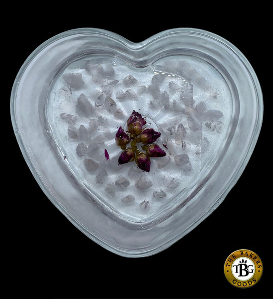 Crystal & Flower Glass Heart Dish